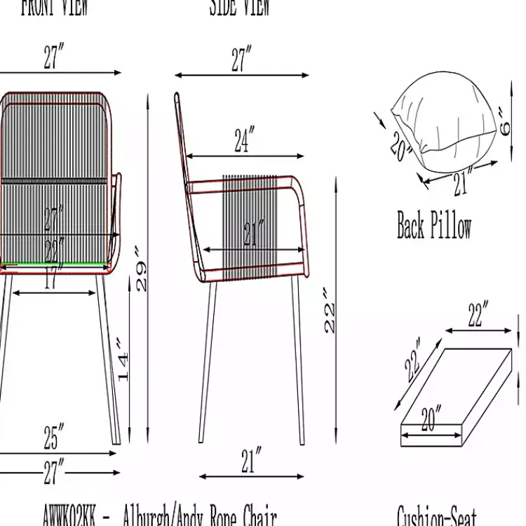 Outdoor Seating-Kirklands Home Light Gray Rope Frame 2-pc. Outdoor Arm Chair Set