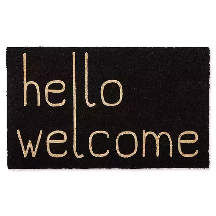 Doormats-Kirklands Home Black Hello Welcome Doormat