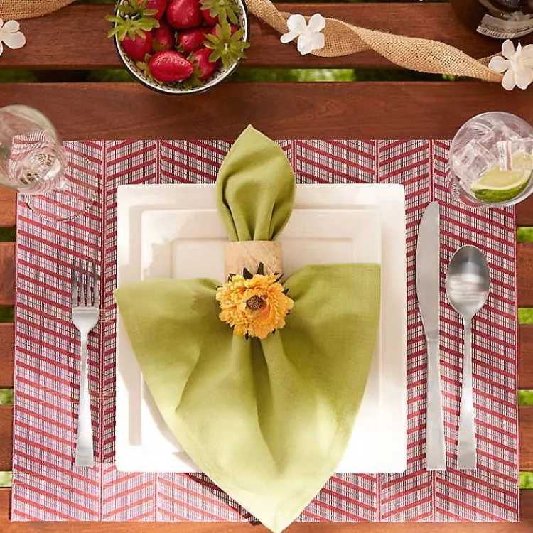 Table Linens-Kirklands Home Textu Twill Weave Placemats, Set of 6 Red