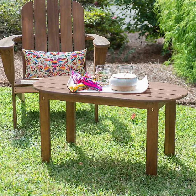 Outdoor Tables-Kirklands Home Acorn Acacia Wood Oval Adirondack Coffee Table Brown