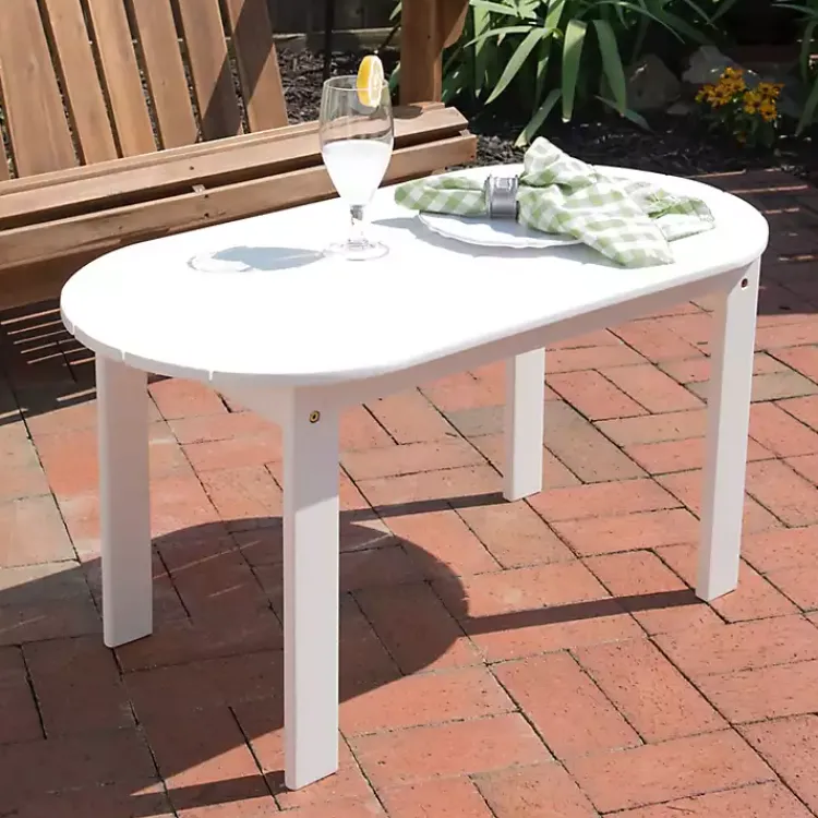 Outdoor Tables-Kirklands Home Acacia Wood Oval Adirondack Coffee Table White