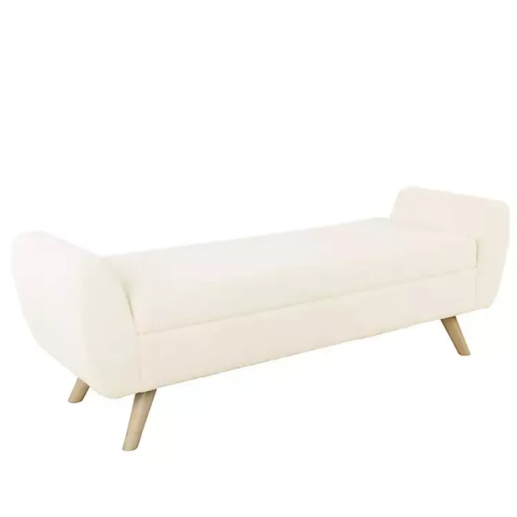 Benches & Ottomans-Kirklands Home Cream Sherpa and Wood Storage Bench Ivory