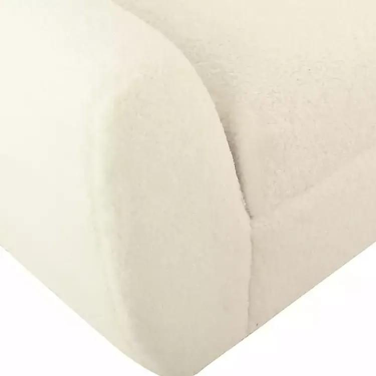 Benches & Ottomans-Kirklands Home Cream Sherpa and Wood Storage Bench Ivory