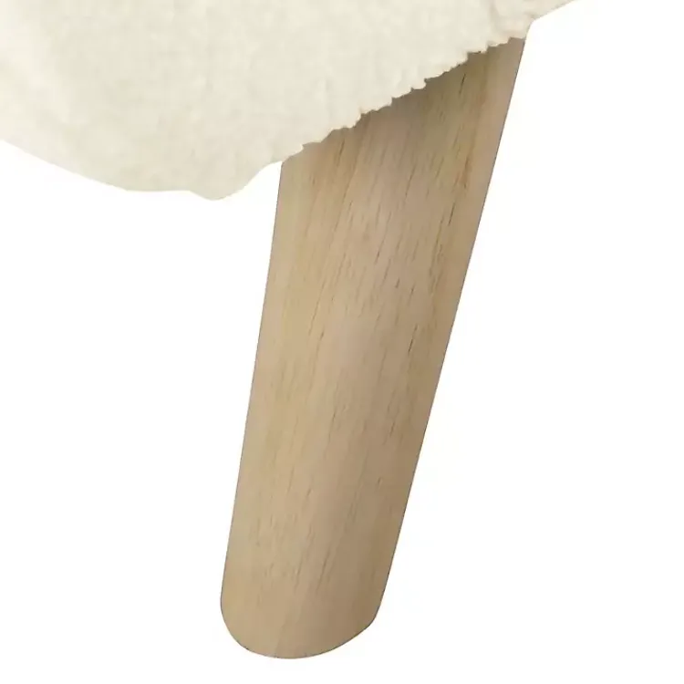 Benches & Ottomans-Kirklands Home Cream Sherpa and Wood Storage Bench Ivory