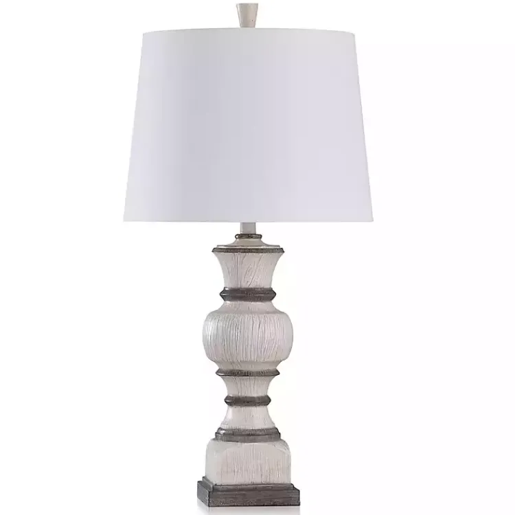 Table Lamps-Kirklands Home Ivory and Gray Wood Grain Table Lamp