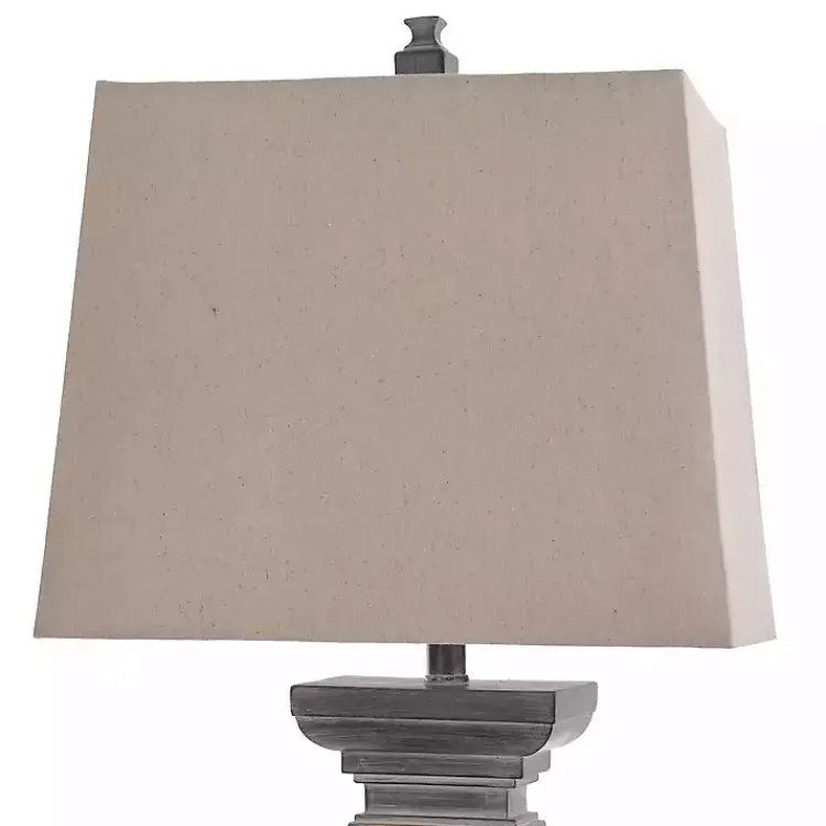 Table Lamps-Kirklands Home Aged Black Candlestick Base Table Lamp, 33 in. Tan