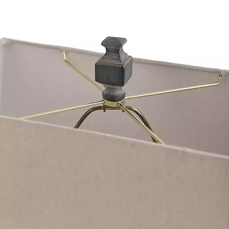 Table Lamps-Kirklands Home Aged Black Candlestick Base Table Lamp, 33 in. Tan