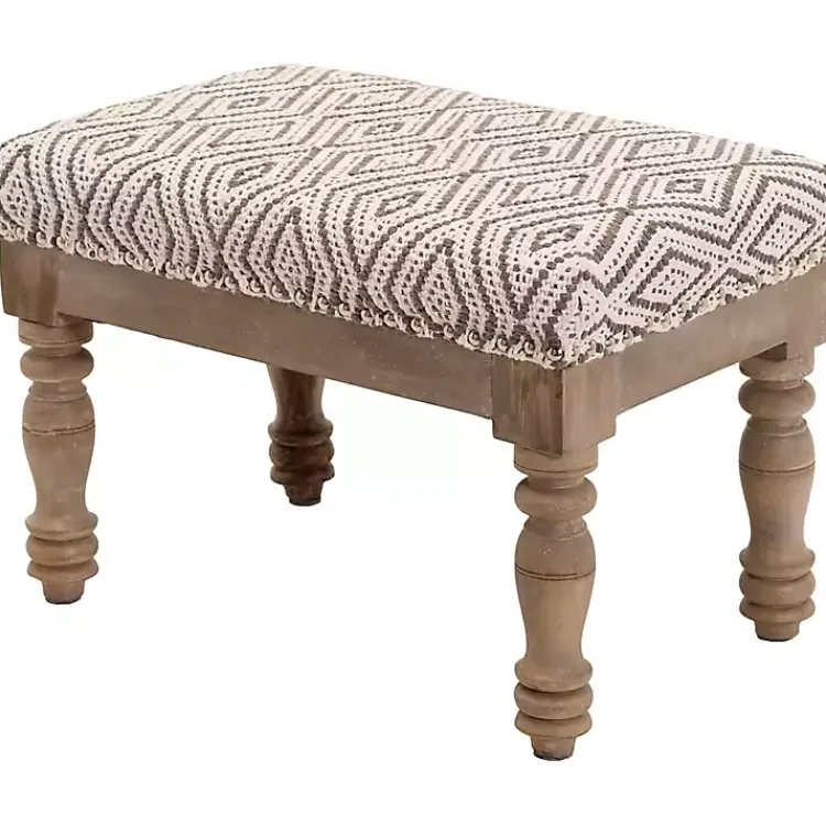 Benches & Ottomans-Kirklands Home Gray Diamond Upholstered Ottoman