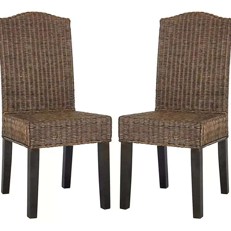 Dining Chairs-Kirklands Home Camelback Wicker Dining Chairs, Set of 2 Brown