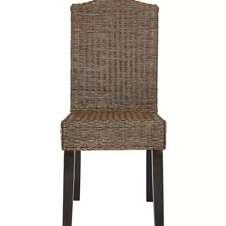 Dining Chairs-Kirklands Home Camelback Wicker Dining Chairs, Set of 2 Brown