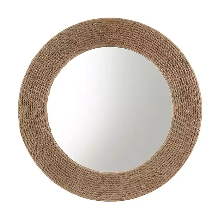 Decorative Mirrors-Kirklands Home Natural Jute Round Wall Mirror