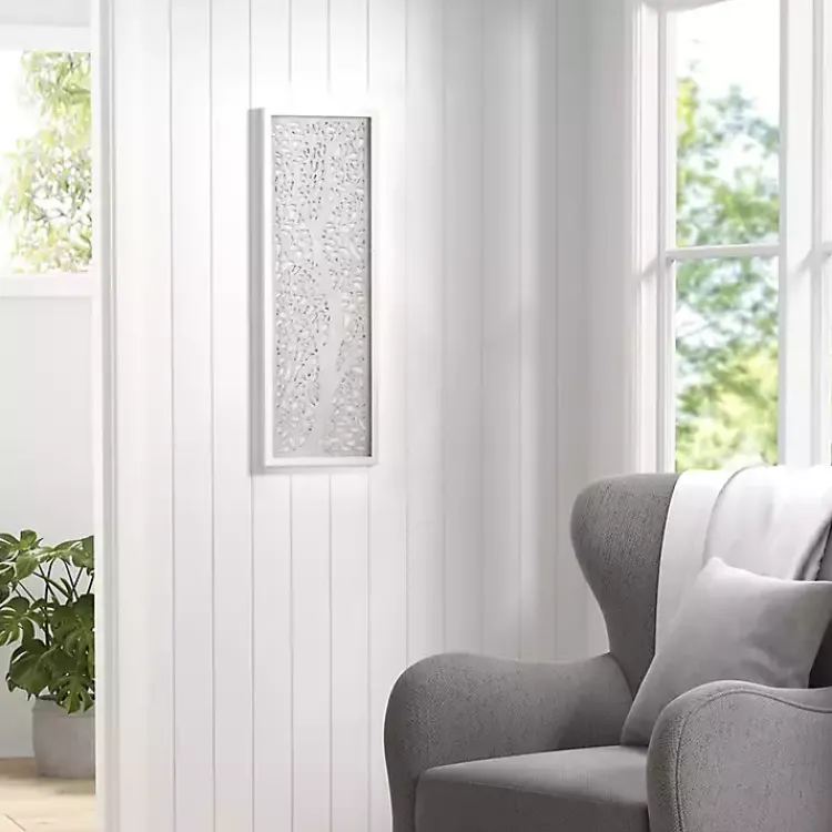 Wall Plaques-Kirklands Home Carved Wood Laurel Branches Panel Wall Plaque Gray