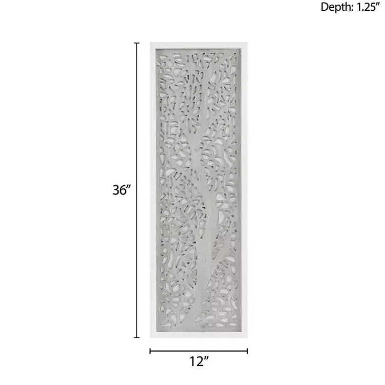 Wall Plaques-Kirklands Home Carved Wood Laurel Branches Panel Wall Plaque Gray