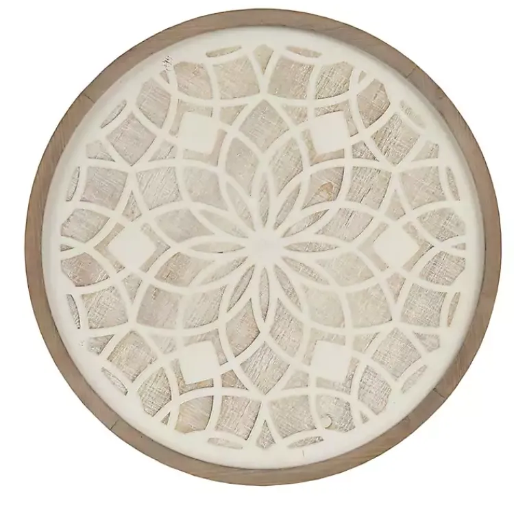Wall Plaques-Kirklands Home Natural Carved Wood Medallion Round Wall Plaque Tan