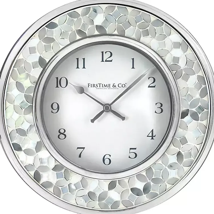 Clocks-Kirklands Home White Arabesque Mosaic Frame Wall Clock