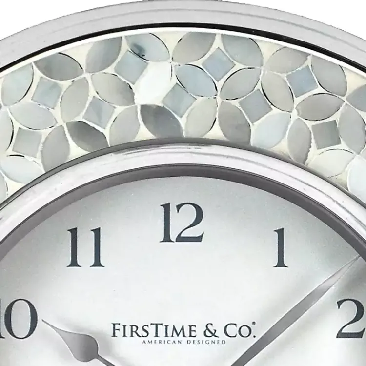 Clocks-Kirklands Home White Arabesque Mosaic Frame Wall Clock