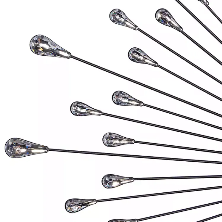 Clocks-Kirklands Home Silver Metal Sunburst Droplet Frame Clock