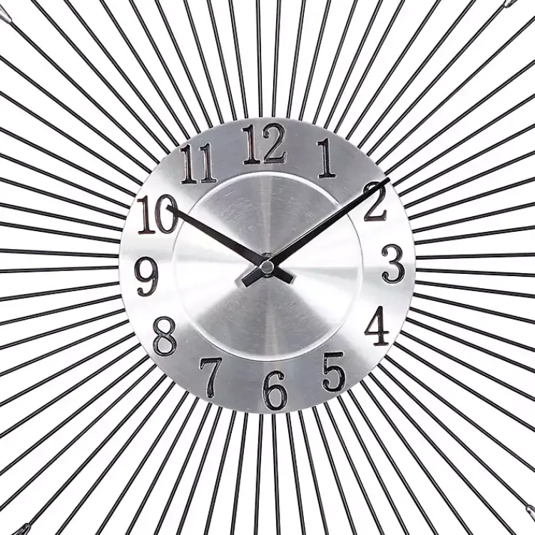 Clocks-Kirklands Home Silver Metal Sunburst Droplet Frame Clock