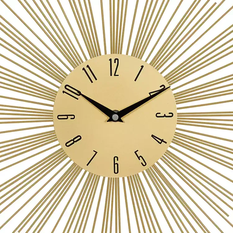 Clocks-Kirklands Home Gold Metal Sunburst Wall Clock