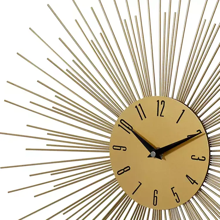 Clocks-Kirklands Home Gold Metal Sunburst Wall Clock