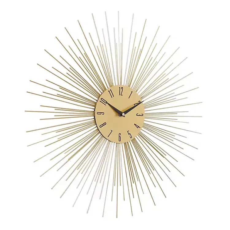 Clocks-Kirklands Home Gold Metal Sunburst Wall Clock