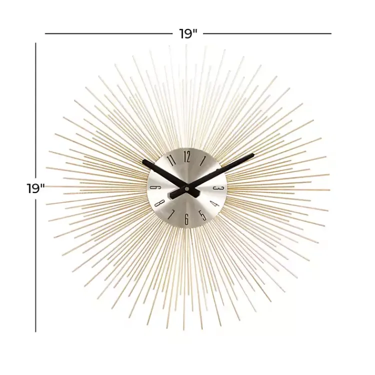 Clocks-Kirklands Home Gold Metal Sunburst Wall Clock