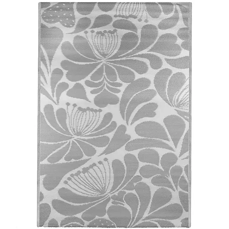 Outdoor Rugs-Kirklands Home Slate Floral Outdoor Area Rug, 4x6