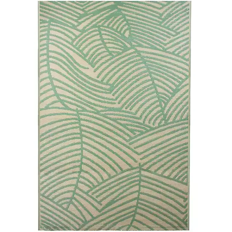 Outdoor Rugs-Kirklands Home Green Palm Leaf Outdoor Area Rug, 4x6