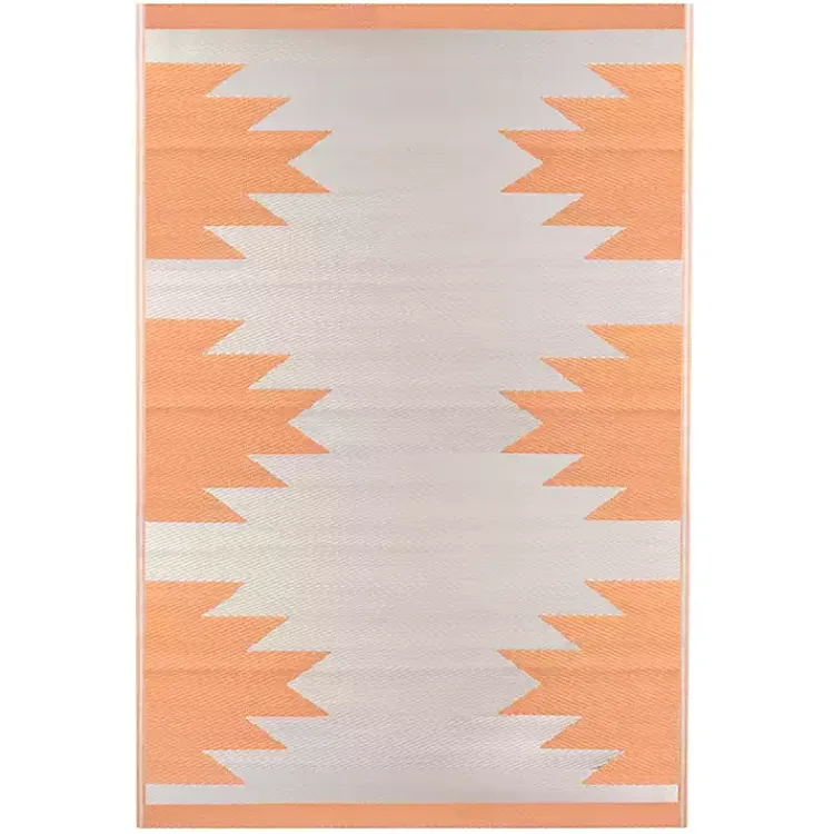 Outdoor Rugs-Kirklands Home Orange Geometric Outdoor Area Rug, 4x6