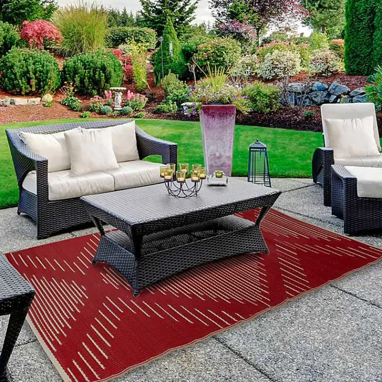 Outdoor Rugs-Kirklands Home Red Primitive Arrow Outdoor Area Rug, 4x6