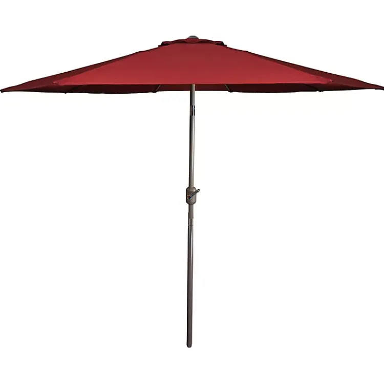 Outdoor Accent Furniture-Kirklands Home Burgundy Tilt Hand Crank Outdoor Umbrella