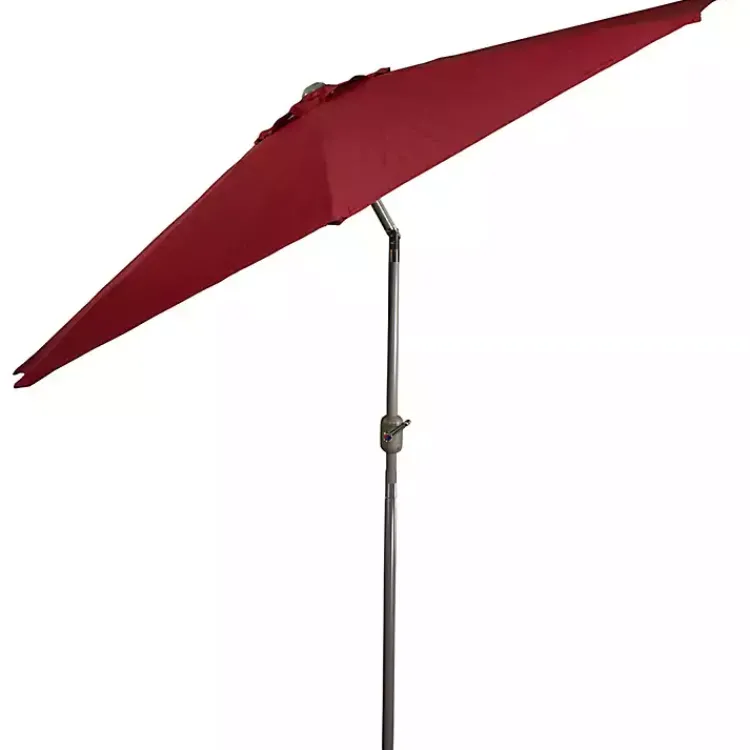 Outdoor Accent Furniture-Kirklands Home Burgundy Tilt Hand Crank Outdoor Umbrella
