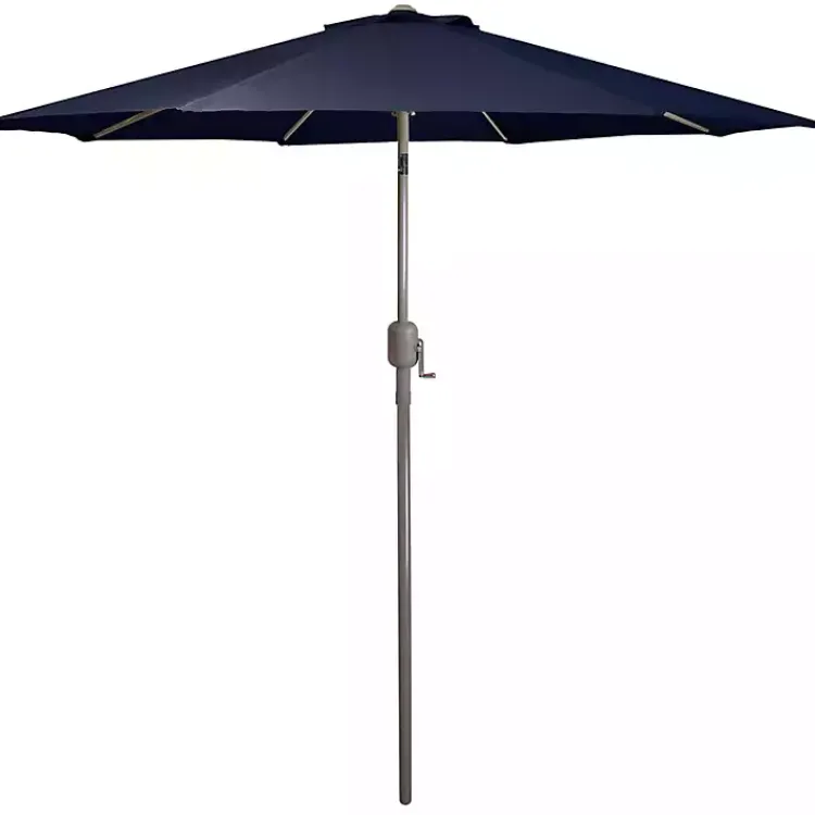 Outdoor Accent Furniture-Kirklands Home Dark Navy Tilt Hand Crank Outdoor Umbrella