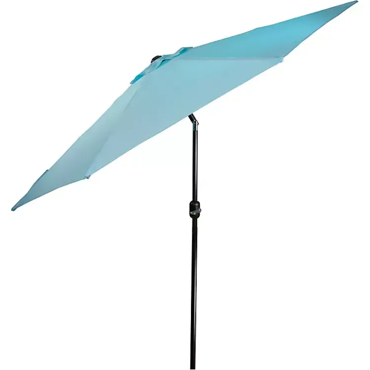 Outdoor Accent Furniture-Kirklands Home Turquoise Tilt Hand Crank Outdoor Umbrella Blue