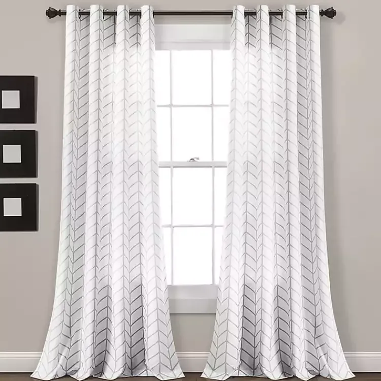 Curtains & Drapes-Kirklands Home Chevron 2-pc. Curtain Panel Set, 84 in. Gray