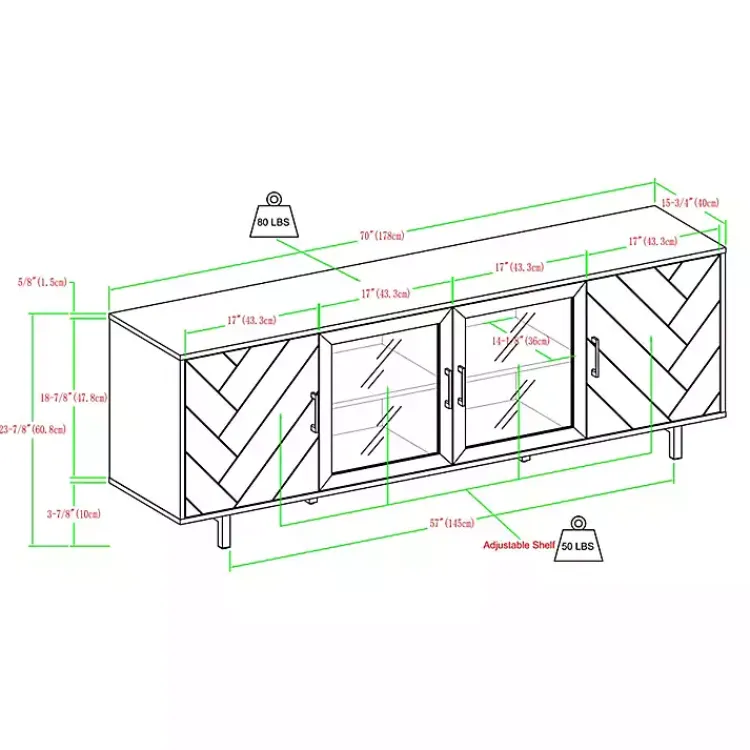 Tv Stands & Media Consoles-Kirklands Home Birch Wood Herringbone 4-Door TV Sd Tan