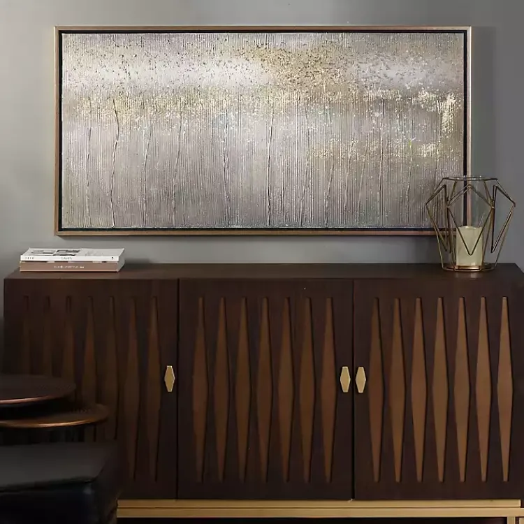 Canvas Art-Kirklands Home Metallic Abstract Field Framed Canvas Print Gold