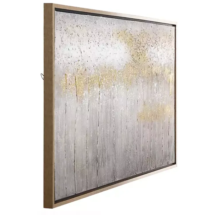 Canvas Art-Kirklands Home Metallic Abstract Field Framed Canvas Print Gold