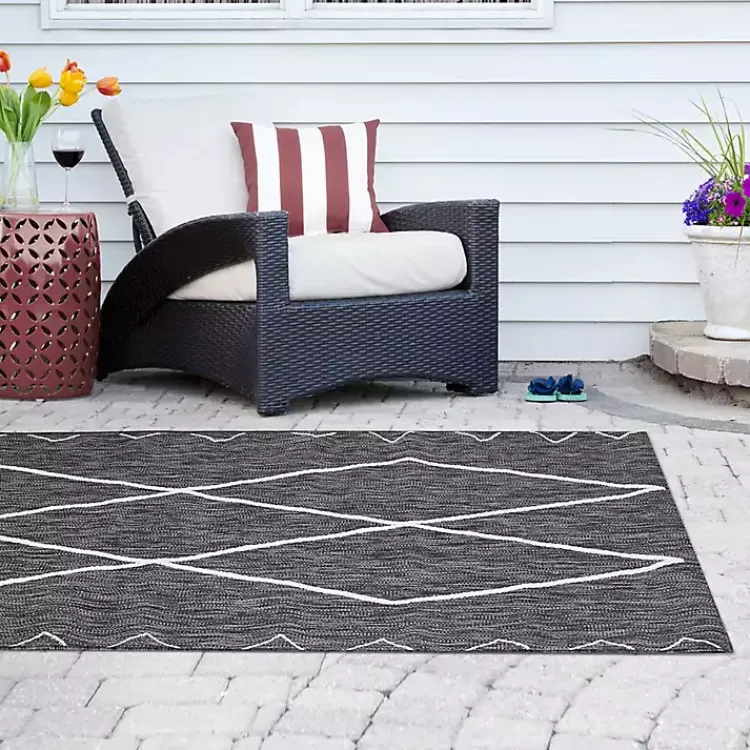 Outdoor Rugs-Kirklands Home Connected Diamond Outdoor Area Rug, 8x10 Gray