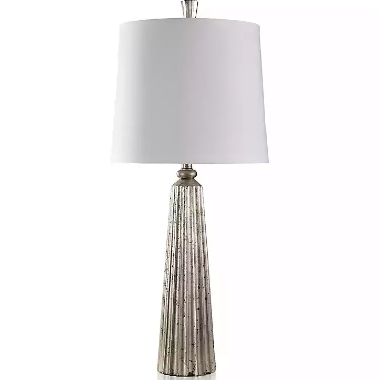 Table Lamps-Kirklands Home Silver Leaf Slender Table Lamp White