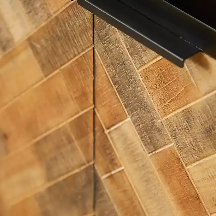 Cabinets & Sideboards-Kirklands Home Natural Wood Mosaic Paneling Cabinet