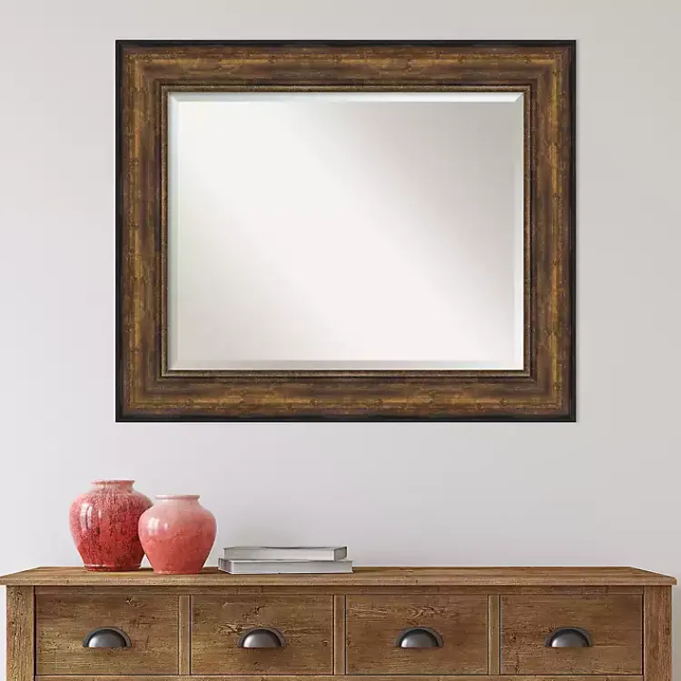 Decorative Mirrors-Kirklands Home Bronze Frame Beveled Mirror, 35.5x29.5 in.
