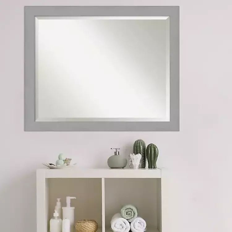 Decorative Mirrors-Kirklands Home Brushed Metallic Silver Frame Beveled Mirror