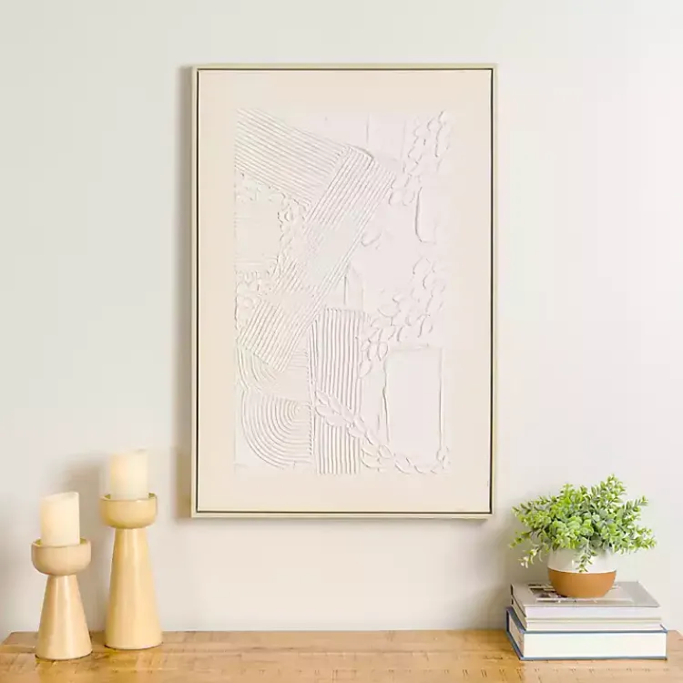 Canvas Art-Kirklands Home White Texture Abstract Canvas Wall Art