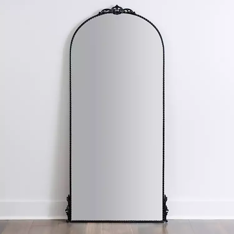Decorative Mirrors-Kirklands Home Black Metal Ornate Arch Large Mirror