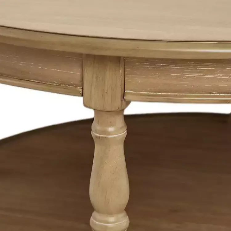 Coffee Tables-Kirklands Home Natural Wood Finish Turned Leg Round Coffee Table