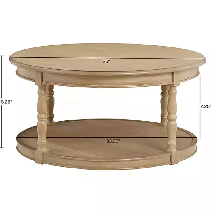 Coffee Tables-Kirklands Home Natural Wood Finish Turned Leg Round Coffee Table