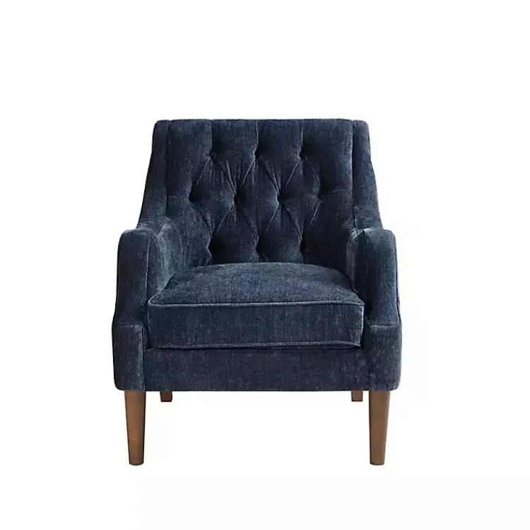 Accent Chairs-Kirklands Home Navy Button Tufted Accent Chair Blue