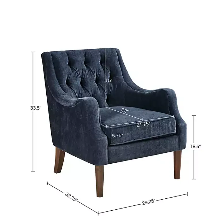 Accent Chairs-Kirklands Home Navy Button Tufted Accent Chair Blue