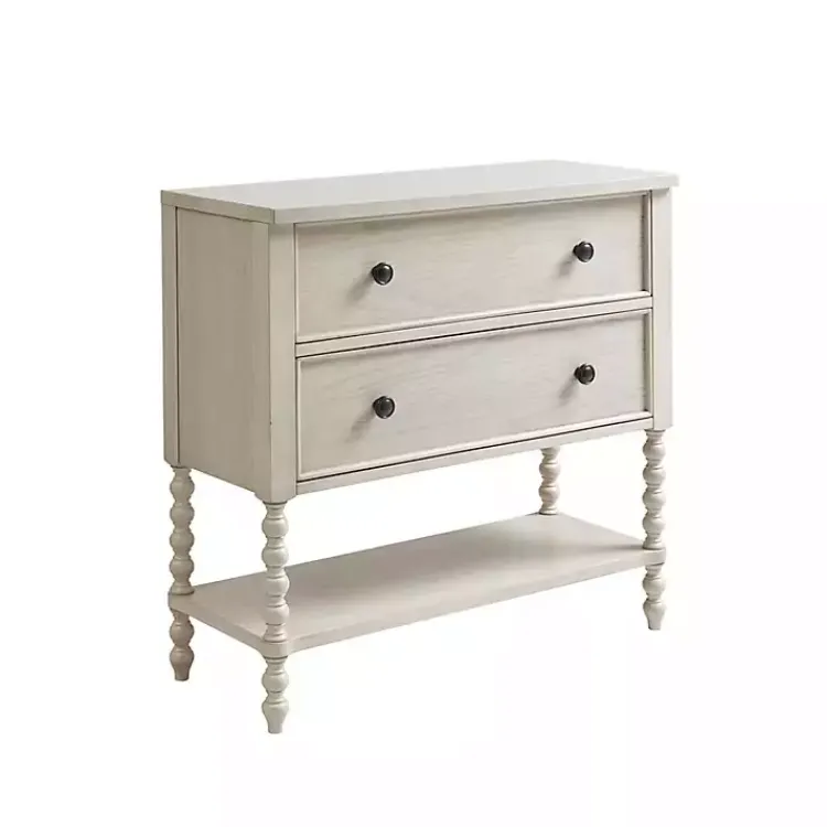 Cabinets & Sideboards-Kirklands Home Wood Turned Legs 2-Drawer Chest White